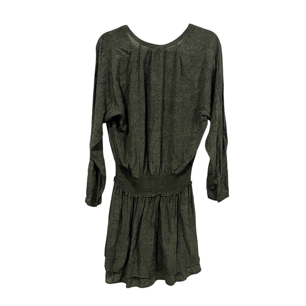 Rails Jasmine Dress Olive Green Speckled Print Smocked Waist Boho Mini L Large - Picture 4 of 6